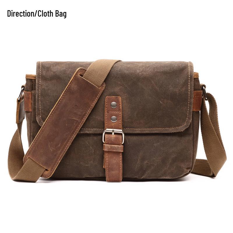 Waterproof Waxed Canvas DSLR & Mirrorless Camera Shoulder Bag хаки