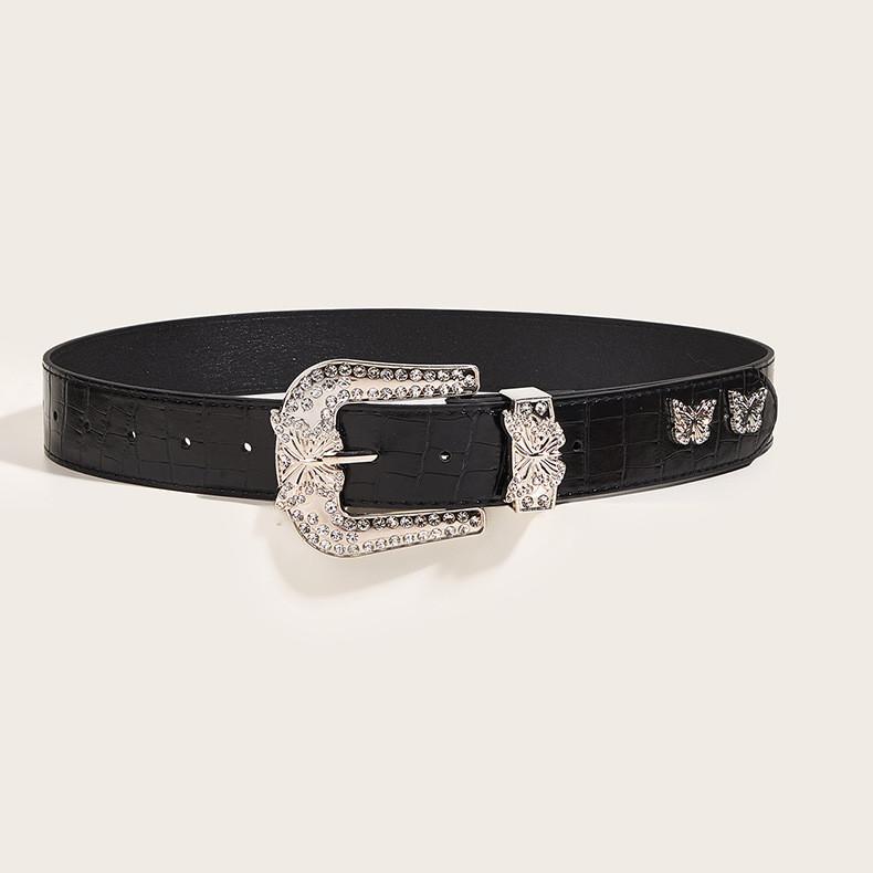 

American Retro Butterfly Rhinestone Buckle Fashion Belt For Women Wholesale