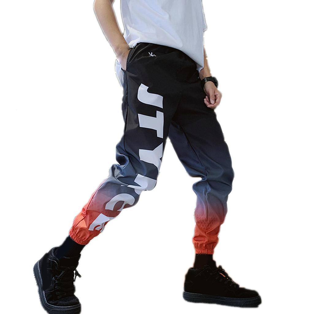 Hombres otoño invierno gradiente color letras impresión harem pantalones  pantalones atados a los pantalones comprar a buen precio — entrega  gratuita, reseñas reales con fotos — Joom