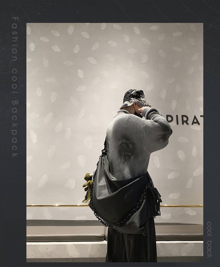 Unisex Hong Kong Style Black Crossbody & Tote Bag - Large Capacity for Men & Women, Ideal for Work or College