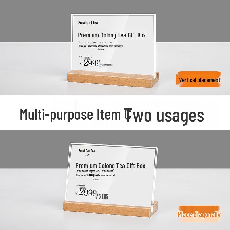 Solid Wood Price and Product Display Tag for Tea and Commodities 90x55mm