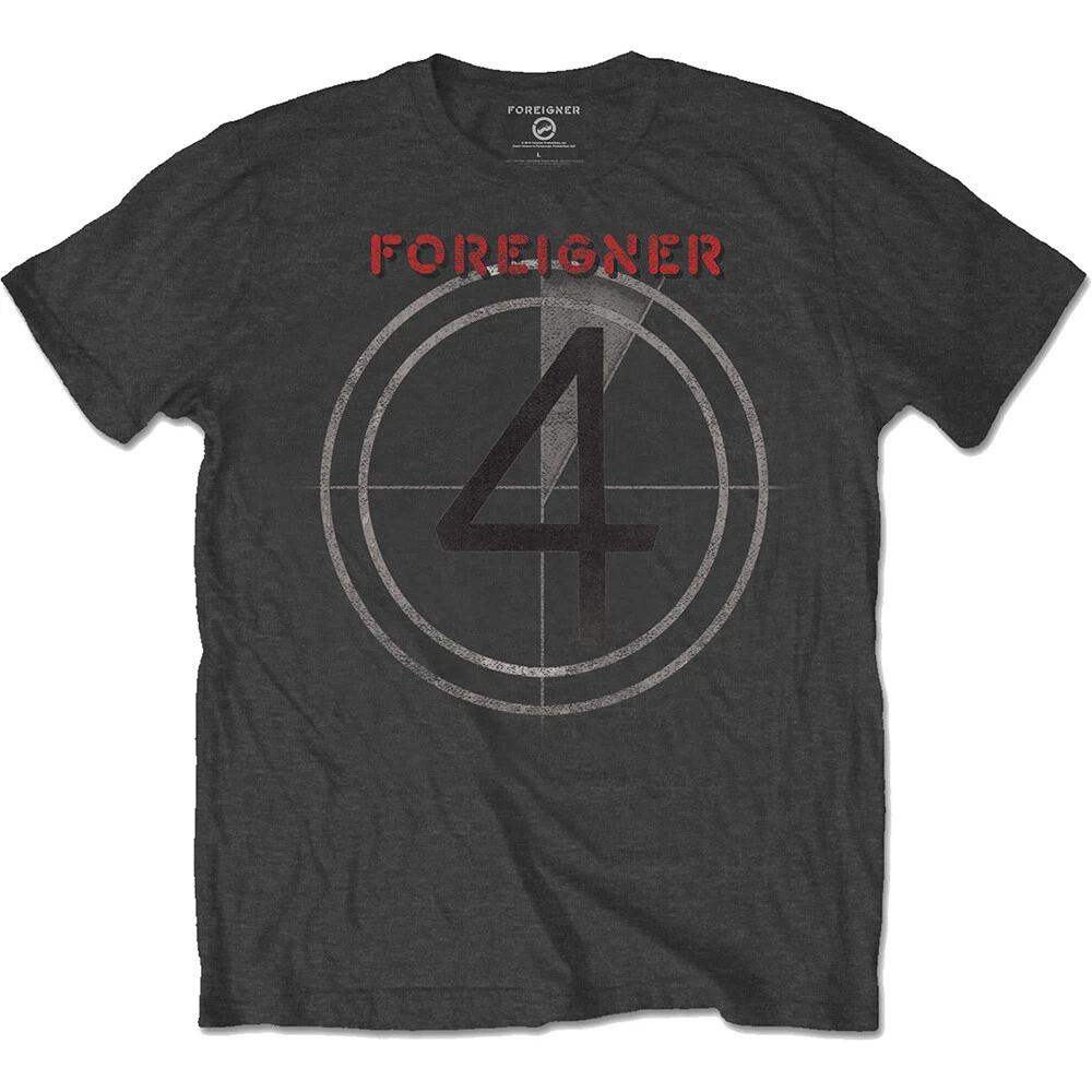 Foreigner (The Band) 4 Album Logo Charcoal Grey Tshirt S
