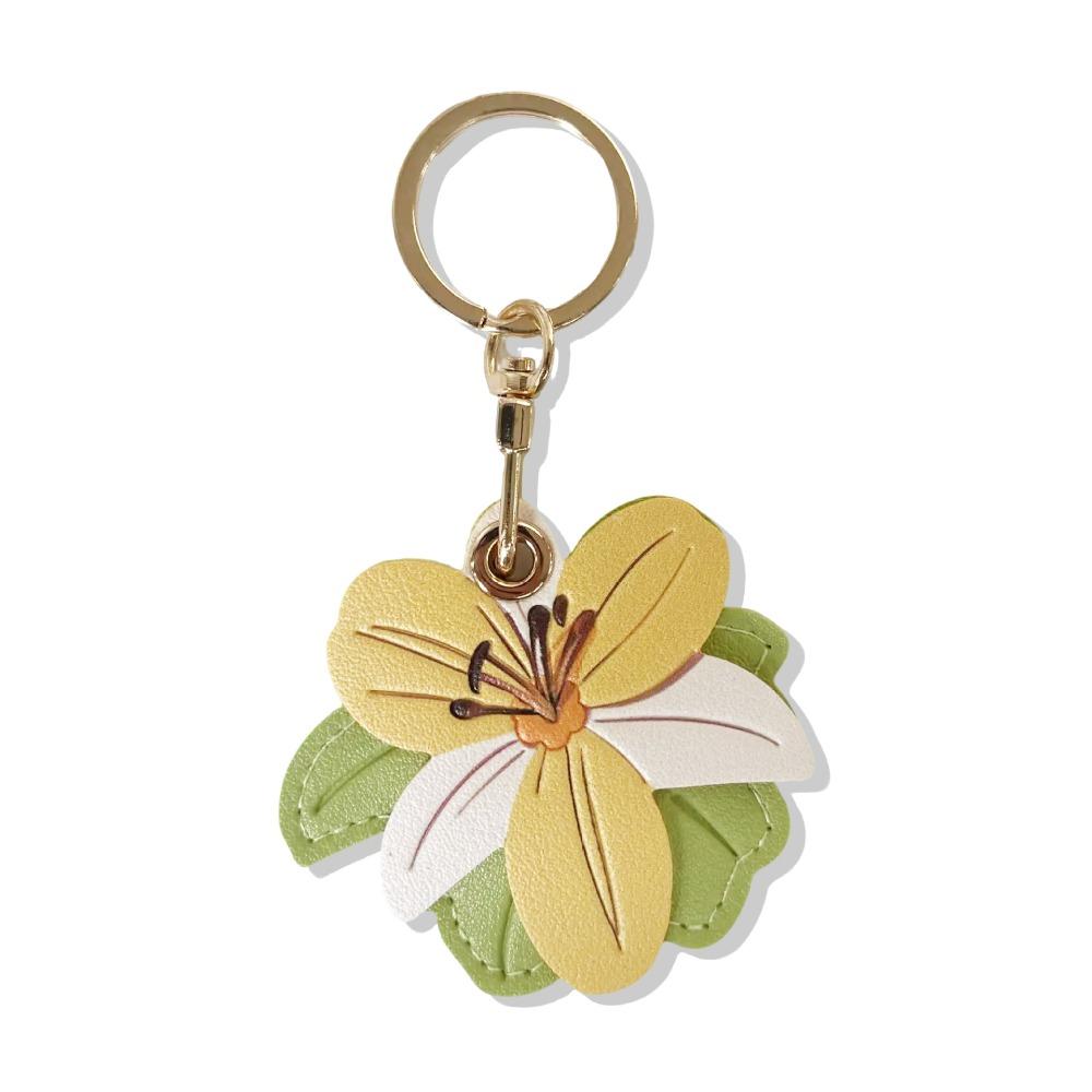 

Access Control Card Holder Bag Pendant PU Leather Bag Hanging Simple Flower Keychain Home Decor жовтий
