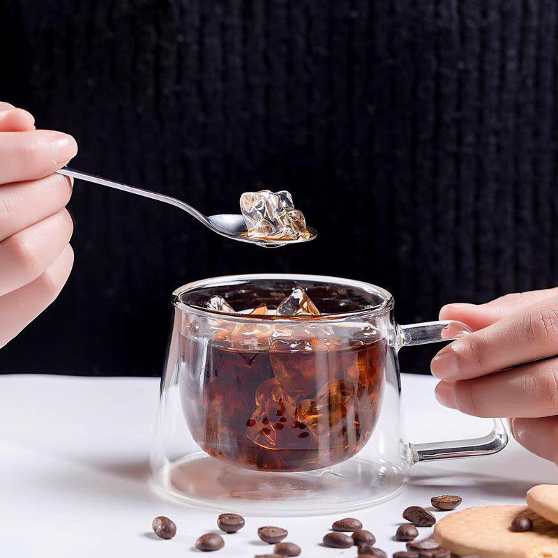 200ml Heat-Resistant Double Wall Glass Espresso Cup with Handle - TransparentCoffee Mug for Cappuccino Latte Tea & Multi-Purpose