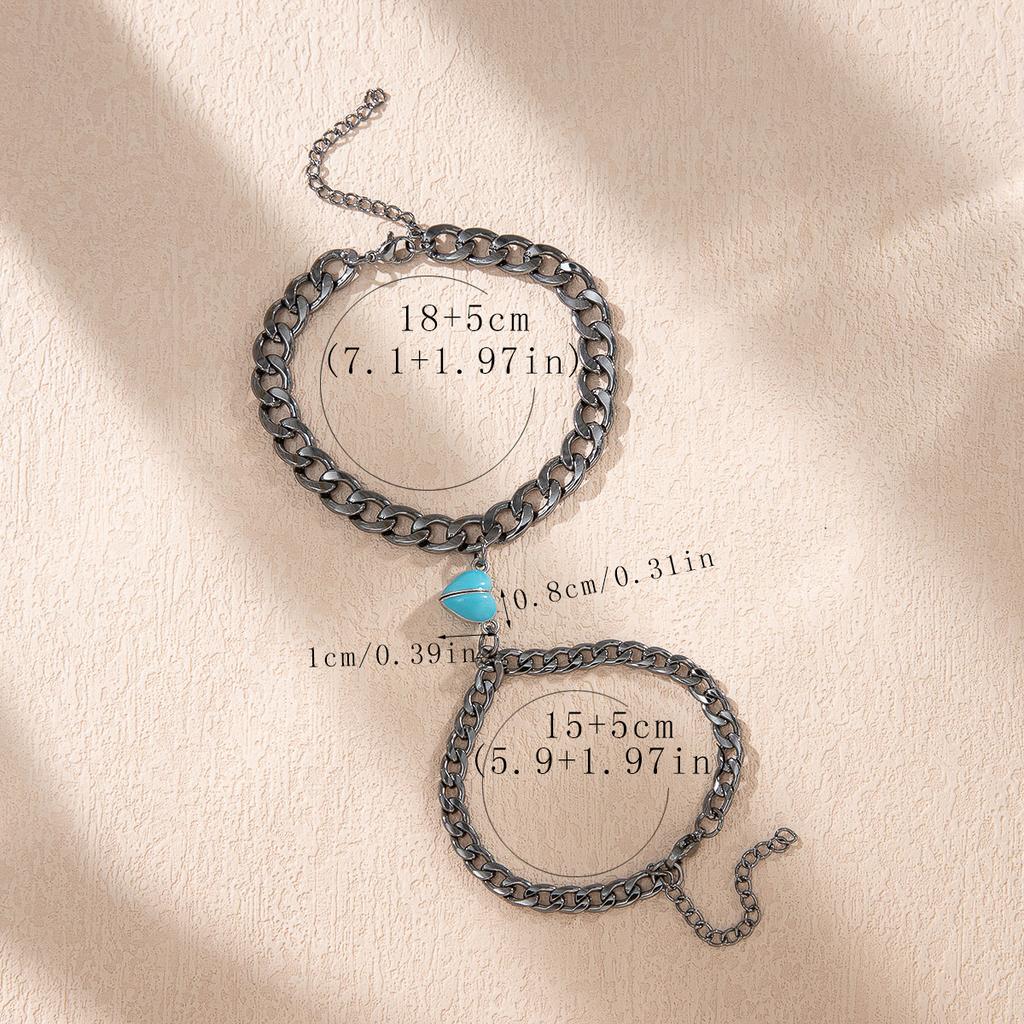 Luminous heart stainless steel couple bracelet 2 pcs stylish accessories for women