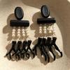 Vintage Black Series Stud Earrings 925 Silver Needle Minimalist High-End Personality Accessories for Women