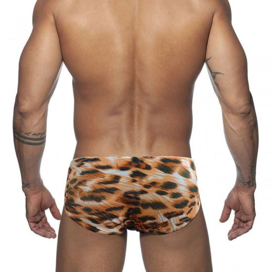 Men Swimming Briefs Low-rise Tiger Print Swim Trunks Slim Fit Swim Briefs