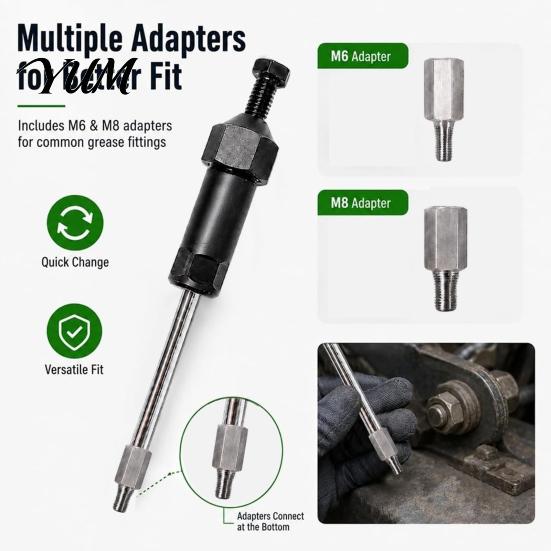 Equipment Maintenance Accessory Grease Fitting Cleaning Tool, Clears Clogged Fittings by Hydraulic Pressure, Heavy Zerk Cleaner Duty Unclogger, Nipple