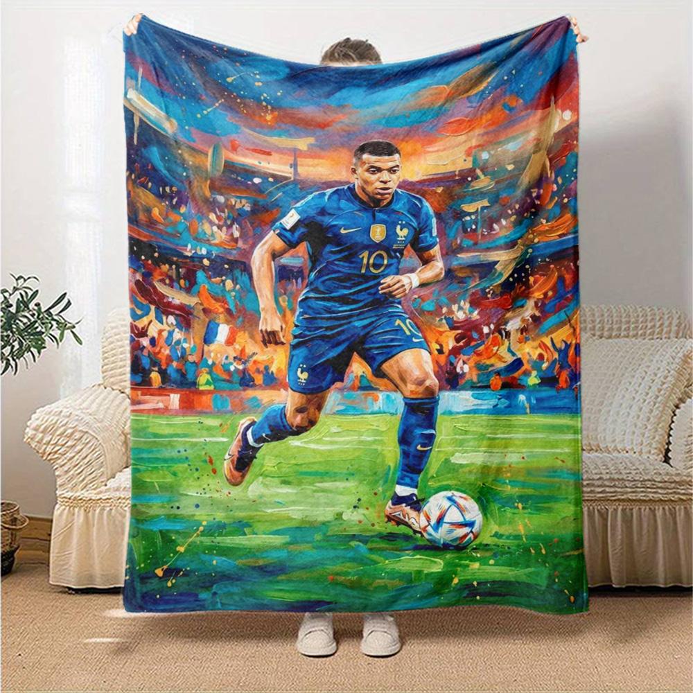 Star Player Kylian Mbappé Blanket Ultra-Soft Great for Office Chair Seaside Bed for All Seasons Modern Ideal Gift for Friends Family Couples Picnic