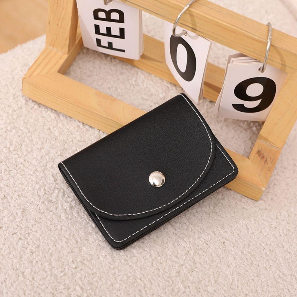 

Magnet Buckle Thin Card Bag Short Clutch Solid Color Card Holder Casual Mini Wallet Outdoor чорний