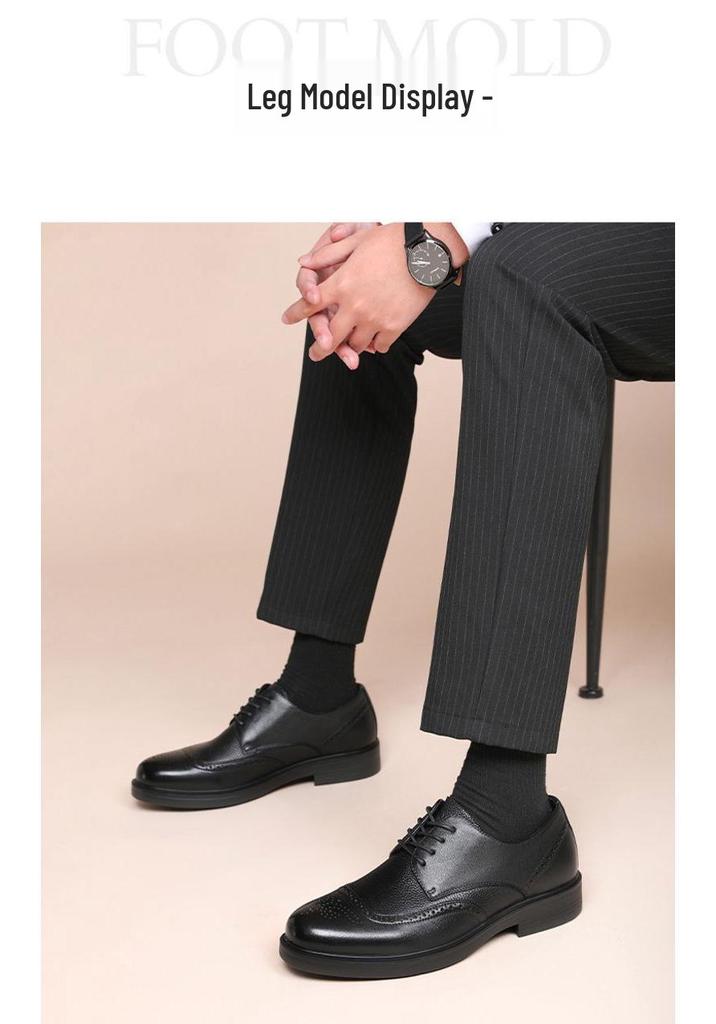 Red Dragonfly Men's Genuine Leather Soft Sole Brogue Shoes - Autumn/Winter Formal Style
