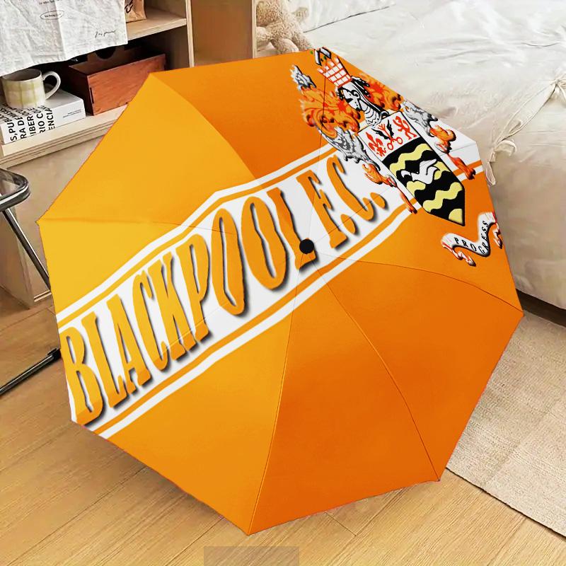 Blackpool Football Club Crest Automatic Folding Umbrella - 8-Rib Travel Umbrella with Auto Open/Close & Portable Gifts for holidays or birthdays