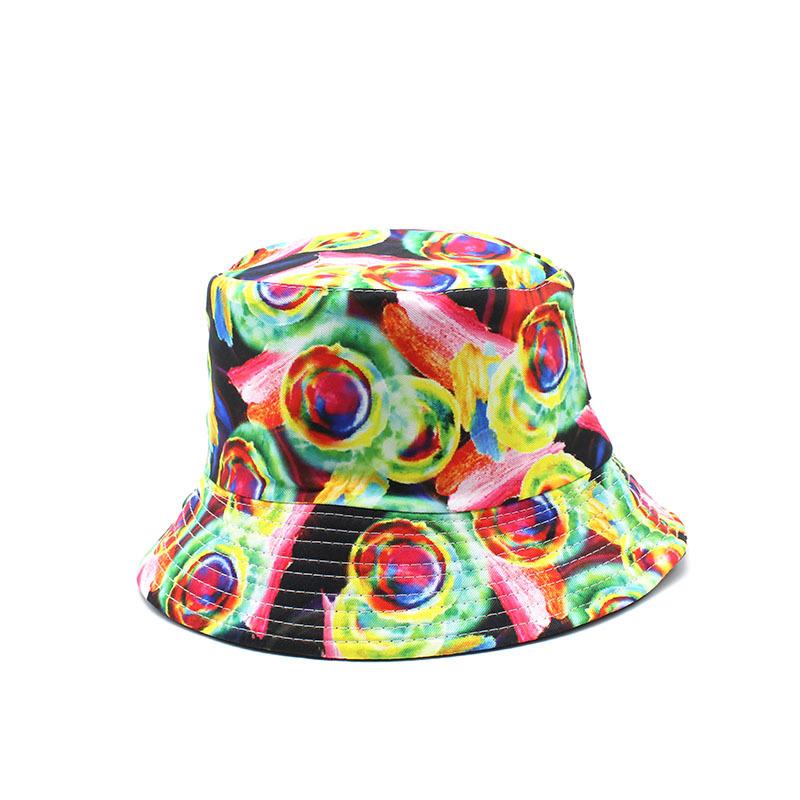 Bucket Hat Personalized Double-Sided Flower Pattern Printed Pot Hat Outdoor Men'S Travel Sunscreen Sun Hat