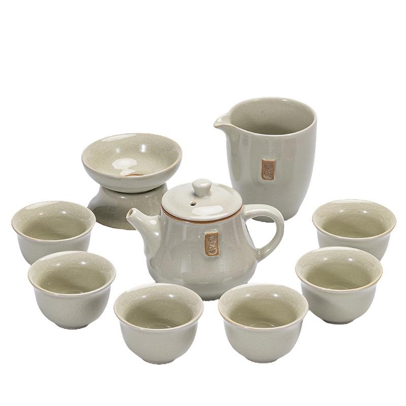 Ge Kiln Ice Crack High-end Kung Fu Tea Set for Home Office Reception Gift Ceramic Teapot and Teacups Nurturable