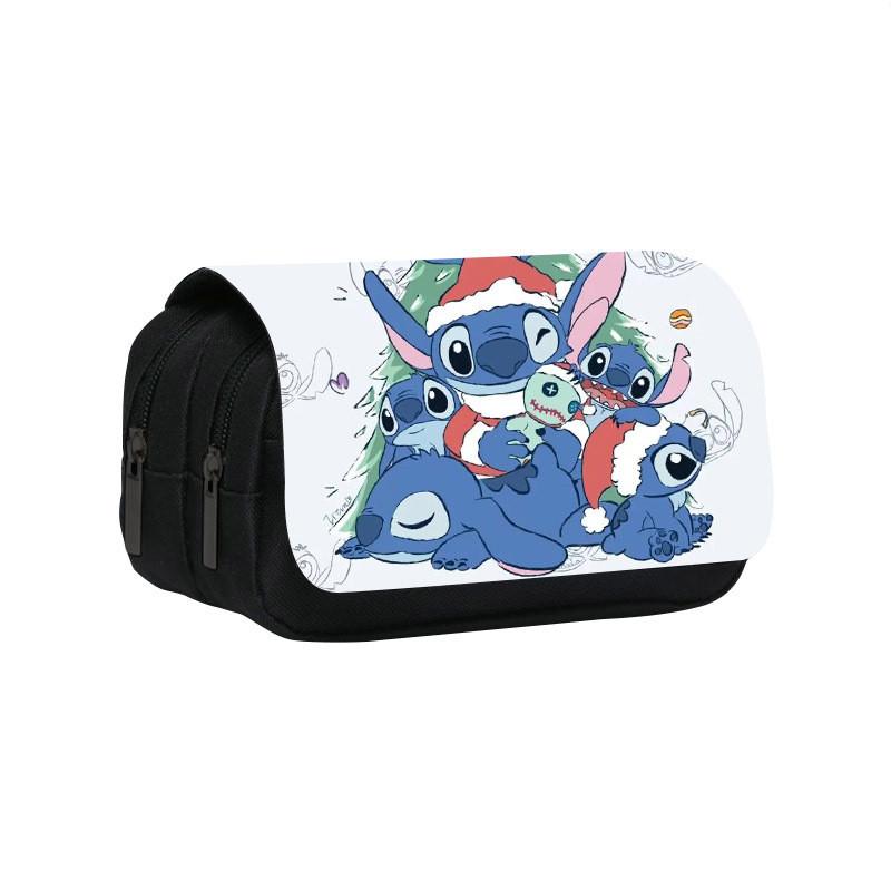 Stitch Double Layer Pencil Case For Students With Polyester Material And Storage Space