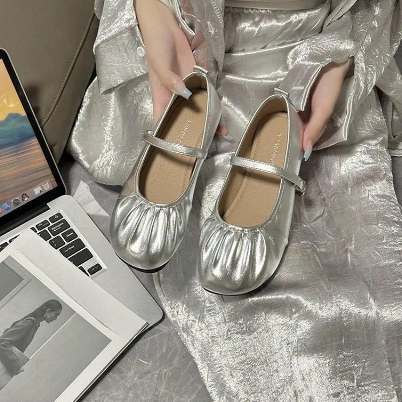 Comfortable and Elegant Round Toe Mary Jane Shoes for Women Summer 2025 Vacation Quick Delivery Trend 39 Solid Color Woman Flats