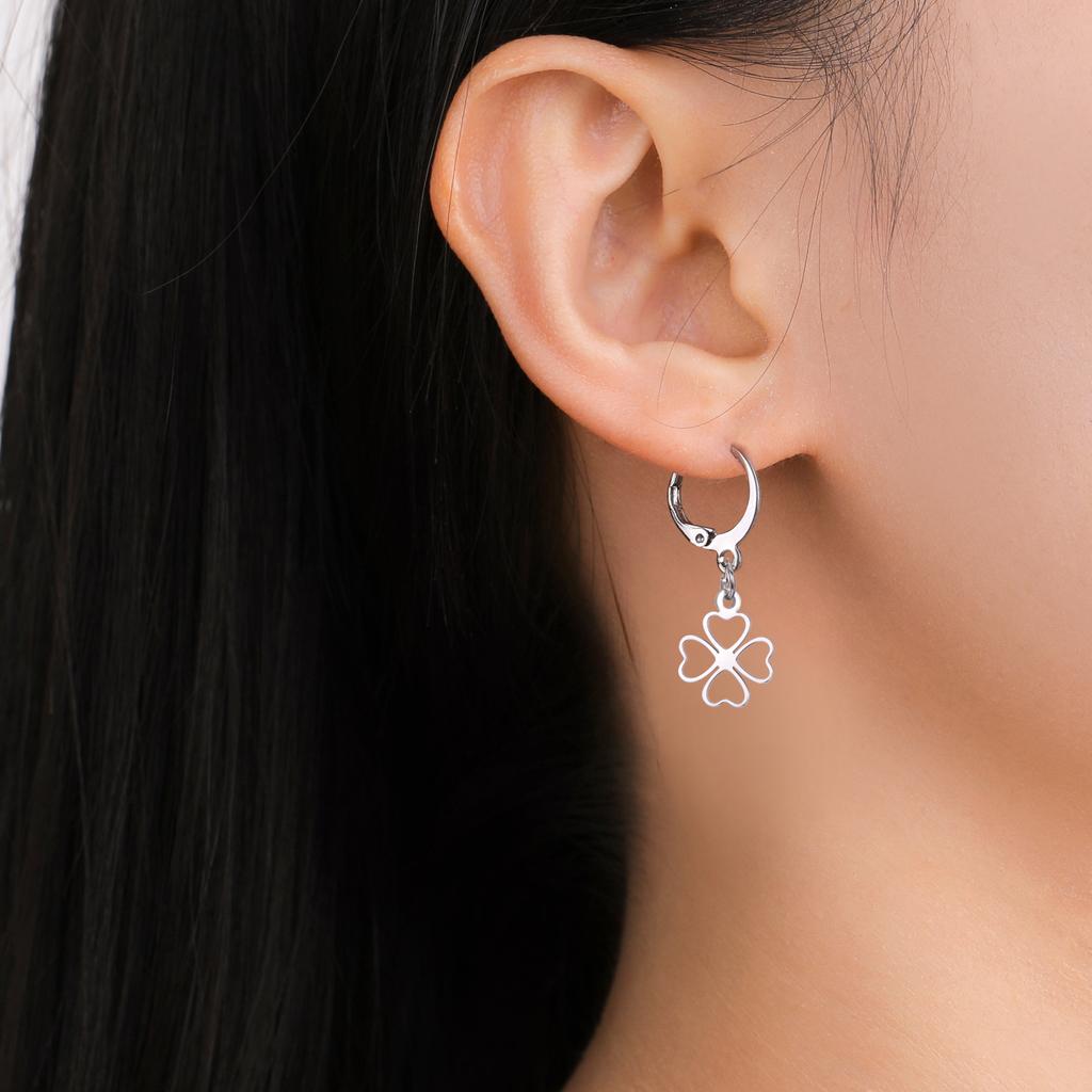 Stainless Steel Mini Four-leaf Clover Pendant Earrings Gold Color Lucky Earrings Jewelry Wholesale Mother's Day Gifts 2026