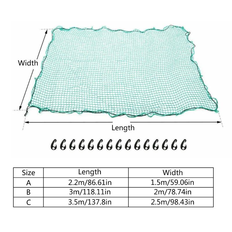 Cargo Net with 15Pcs Hooks and Elastic Strap 4.9x7.2ft / 6.5x9.8ft / 8.2x11.5ft Cargo Net Heavy Duty Bungee Cargo Net