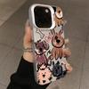 Funny Graffiti Dogs Phone Case For iPhone 15 16 Pro Max 14 13 12 11 X XS XR 7 8 Plus SE 2 3 Electroplate Silver IMD Cute Cover
