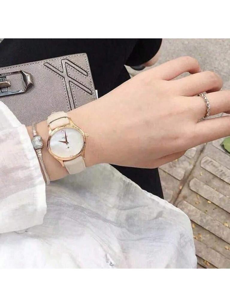 Tissot Zenith quartz movement, 30m water-resistant women's watch, Lumi 31.4mm white dial, stainless steel case, leather strap, T103.310.36.111.00