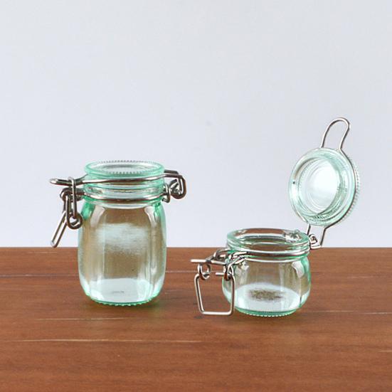 2 Pcs Miniature Storage Jars Doll House Mini Transparent Jar with Lid