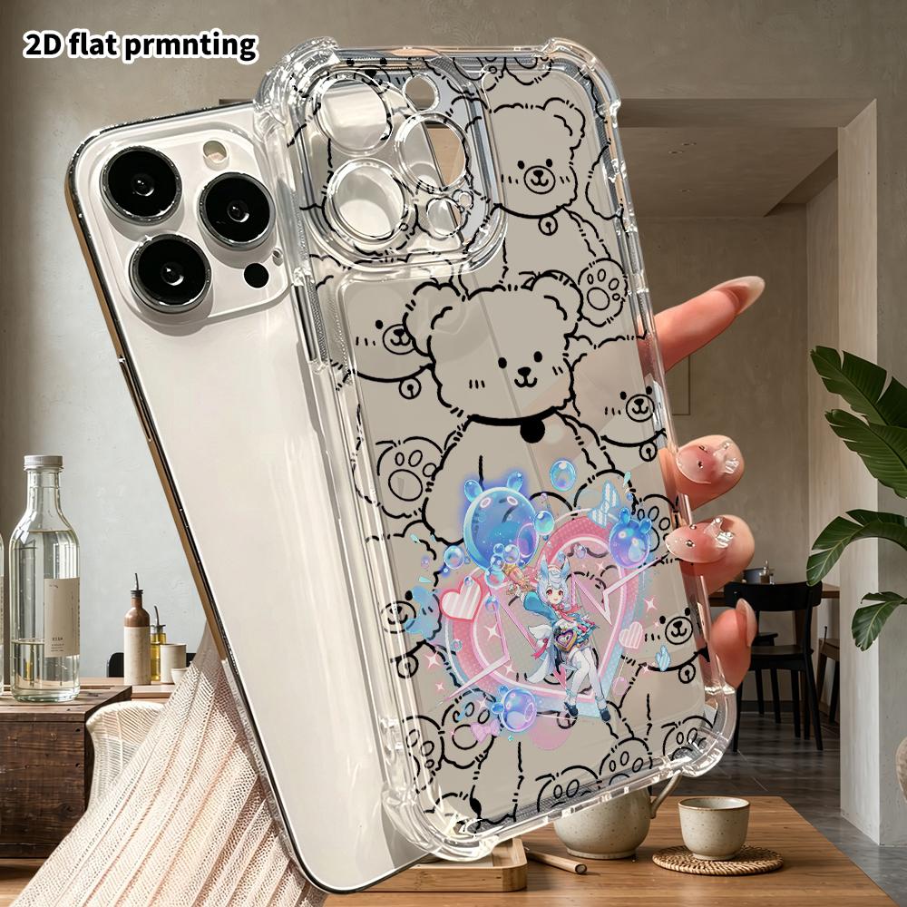 Phone Case: 2D flat suitable for iPhone 18 17 16 15 14 13 Pro, transparent with corner protection, sweet and cute, Christmas and Halloween gift
