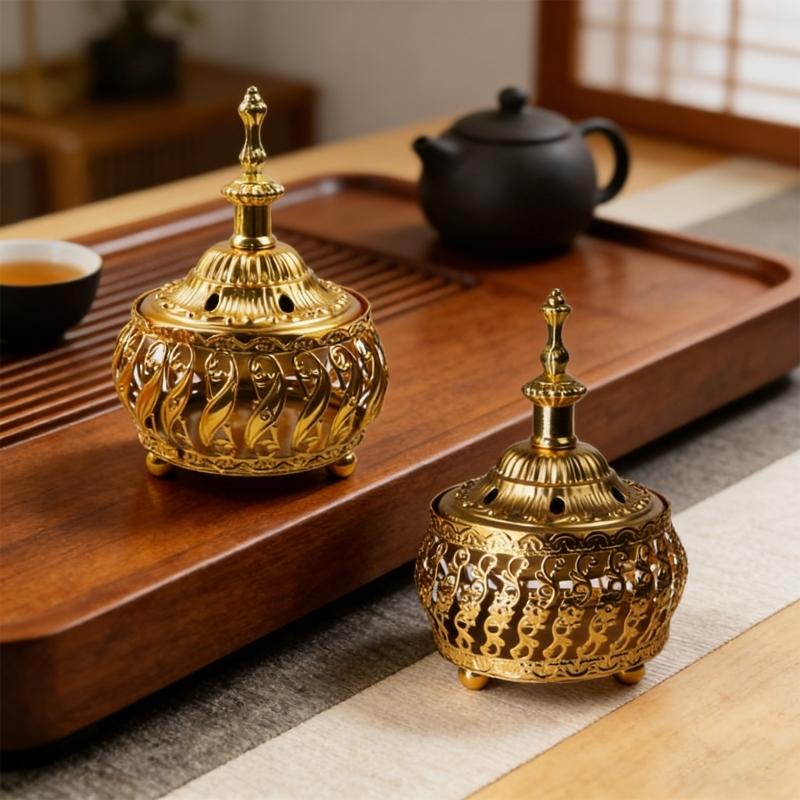 Arabische Metall-Räuchergefäße mit Deckel für Meditationen und Raumduft-Diffusoren Eid Ramadans Bakhoor-Brenner Weihrauchbrenner