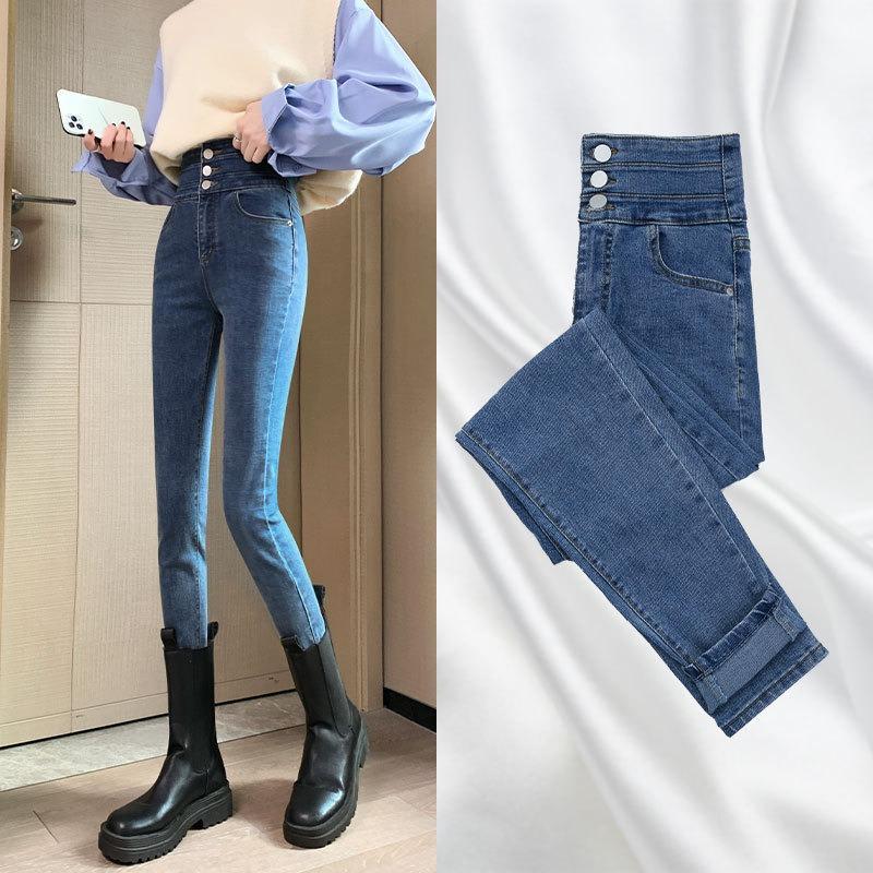 High-waisted Jeans Women's New Spring and Autumn Tight-fitting Slim-fitting Black Thin Small-footed Pencil Pants