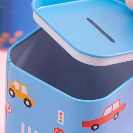 Square Tinplate Piggy Bank Cartoon Coin Cash Storage Jar Container Children Money Saving Box Decoration Boys Girls Gift