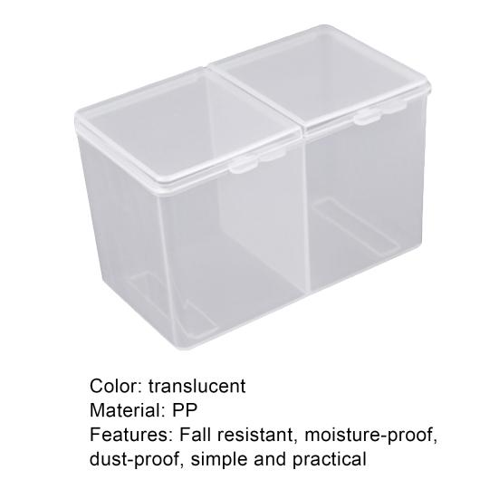 Nail Art Translucent 2 Grid Cotton Pad Swab Storage