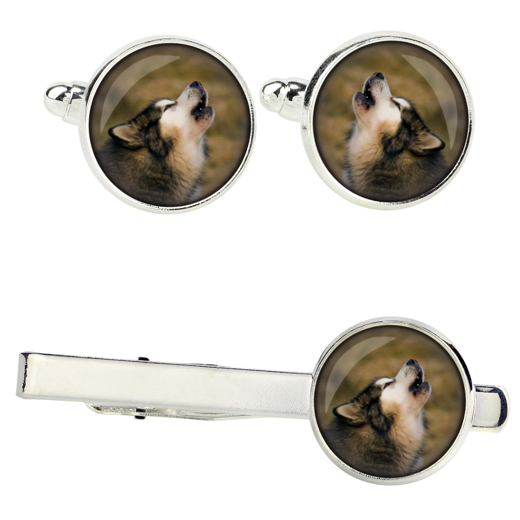 

Alaskan Malamute - cufflinks and tie with your photo, a suit decoration, men s jewelry from the Art-Dog brand. срібний