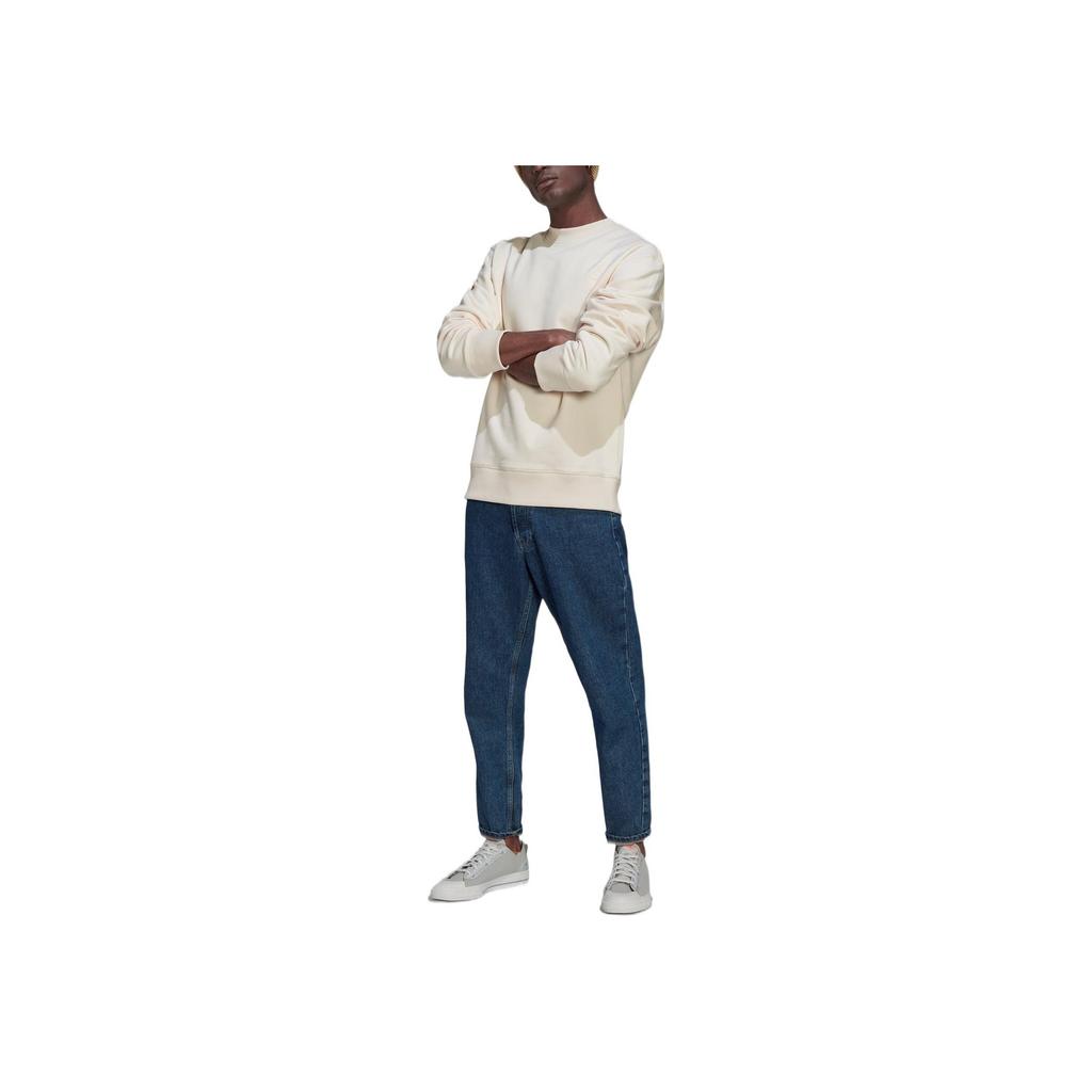 Adidas Originals Solid Color Logo Print Crew Neck Sweatshirt Men Tops White HK2939