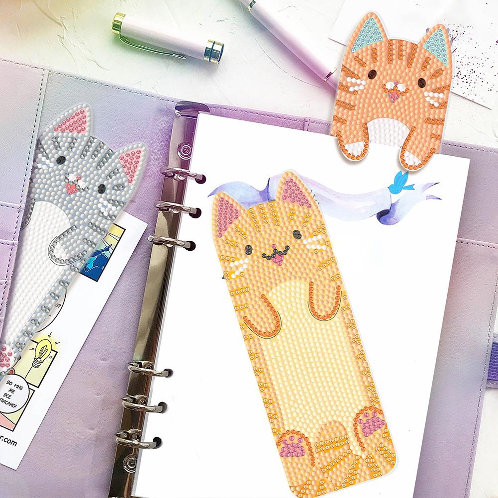 3Pcs Cat Themed DIY Diamond Bookmark Art Projects Diamond Art Bookmark Diamond Painting Art Bookmarks for Reading Enthusiasts