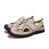 Men Outdoor Hiking Sandals Handmade Summer Roman Sandals Retro Wide Close Toe Grey Beach Water Shoes Plus Size
