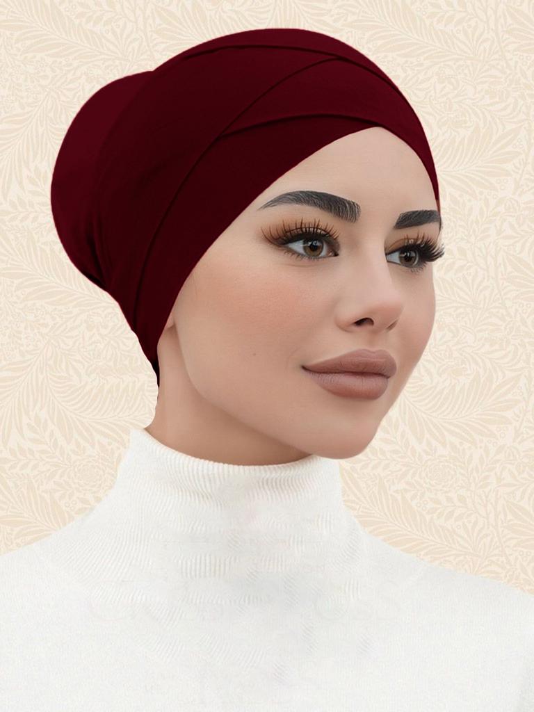 Cross Inner Hijab Women Stretch Turban Hat Lslamic Underscarf Bonnet Hat  Cotton Jersey Inner Hijab