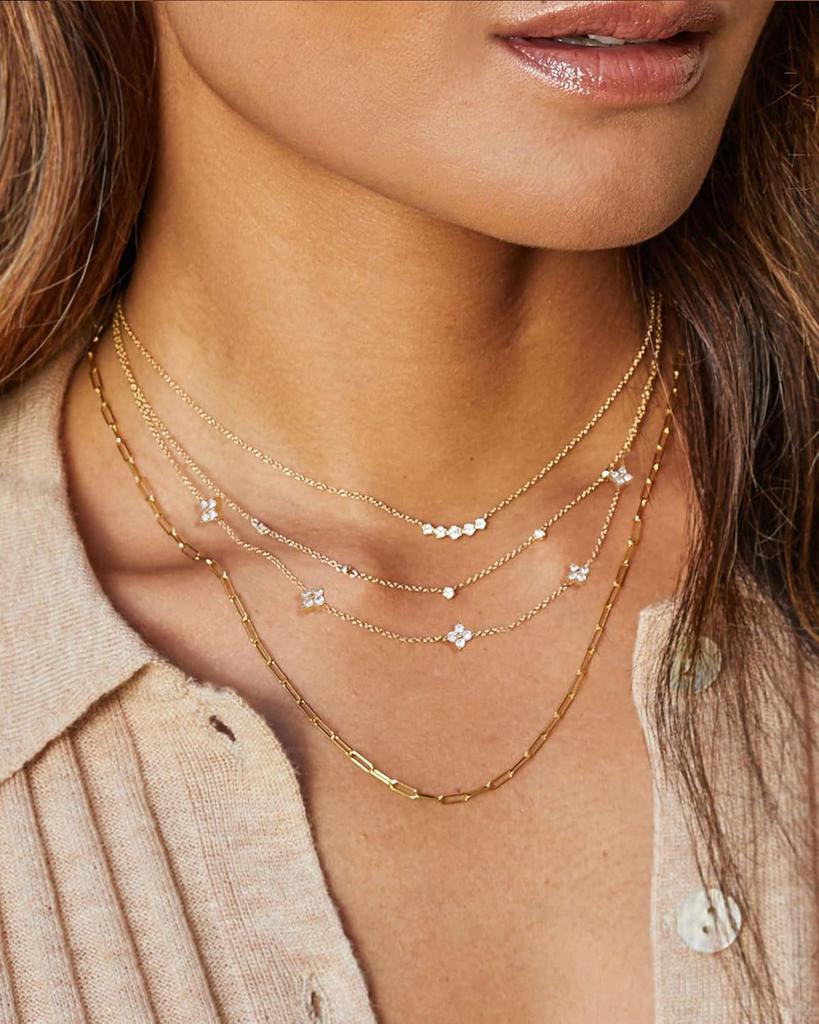 Women 925 Sterling Silver Necklaces Waterproof 14K Gold Plated Cubic Zirconia Choker Necklace for Wedding Prom Brides Jewelry