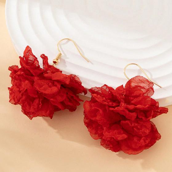 Персонализированный дизайн, серьги-цветы из имитации ткани, модный дизайн, красный и коричневый, для вечеринки красный