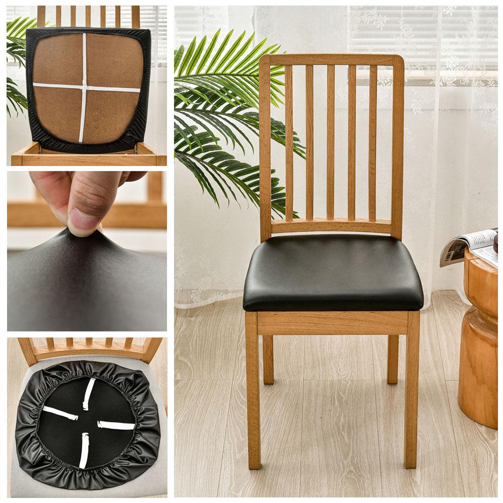 PU Waterproof Fabric Seat Cushion Covers Square Stretch Chair Cover For Hotel Banquet Dining Living Room Leather Seat Cover