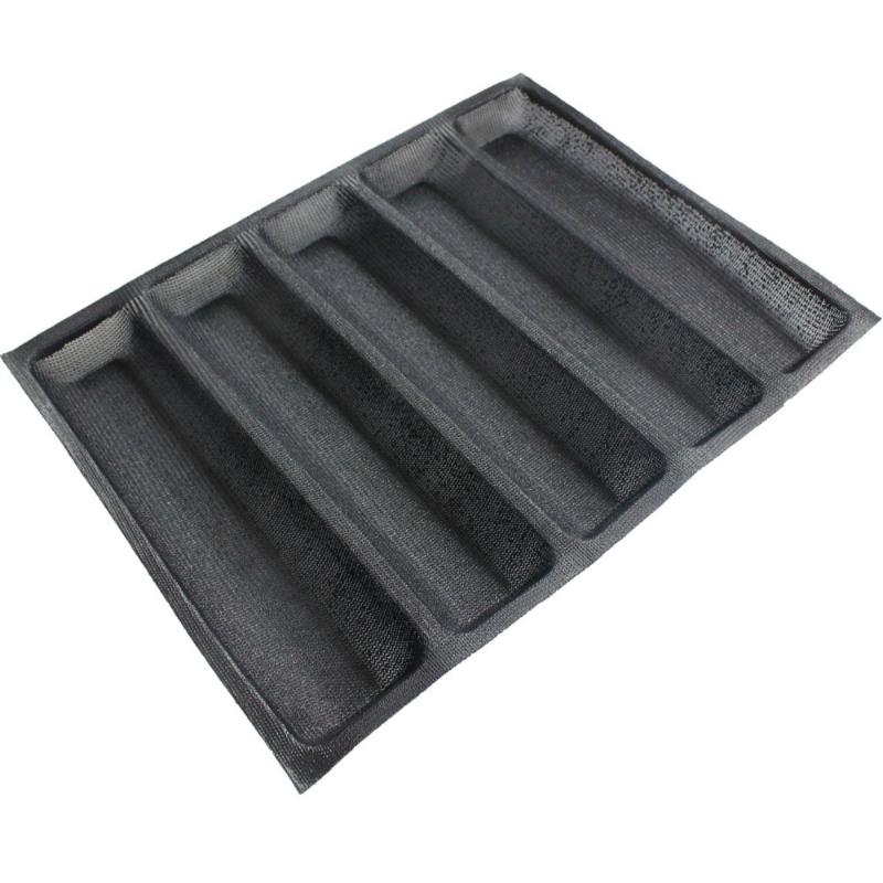 5 Cavity French Bread Roll Pan Nonstick Tray Foldable Soft Compact Storage for Kitchen Bakery Home Use