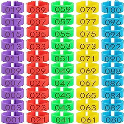 100Pcs with 001-100 Numbered Adjustable Chicken Foot Ring Plastic Chicken Marker Tag Chicken Leg Rings Duck Goose Pigeon