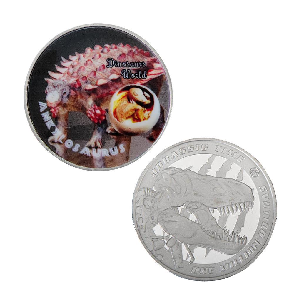 Moneda Conmemorativa Moneda de Dinosaurio Set Completo, Viene con Bolsa de Terciopelo, Insignia Metálica Colección Regalo Insignia Conmemorativa Regalo