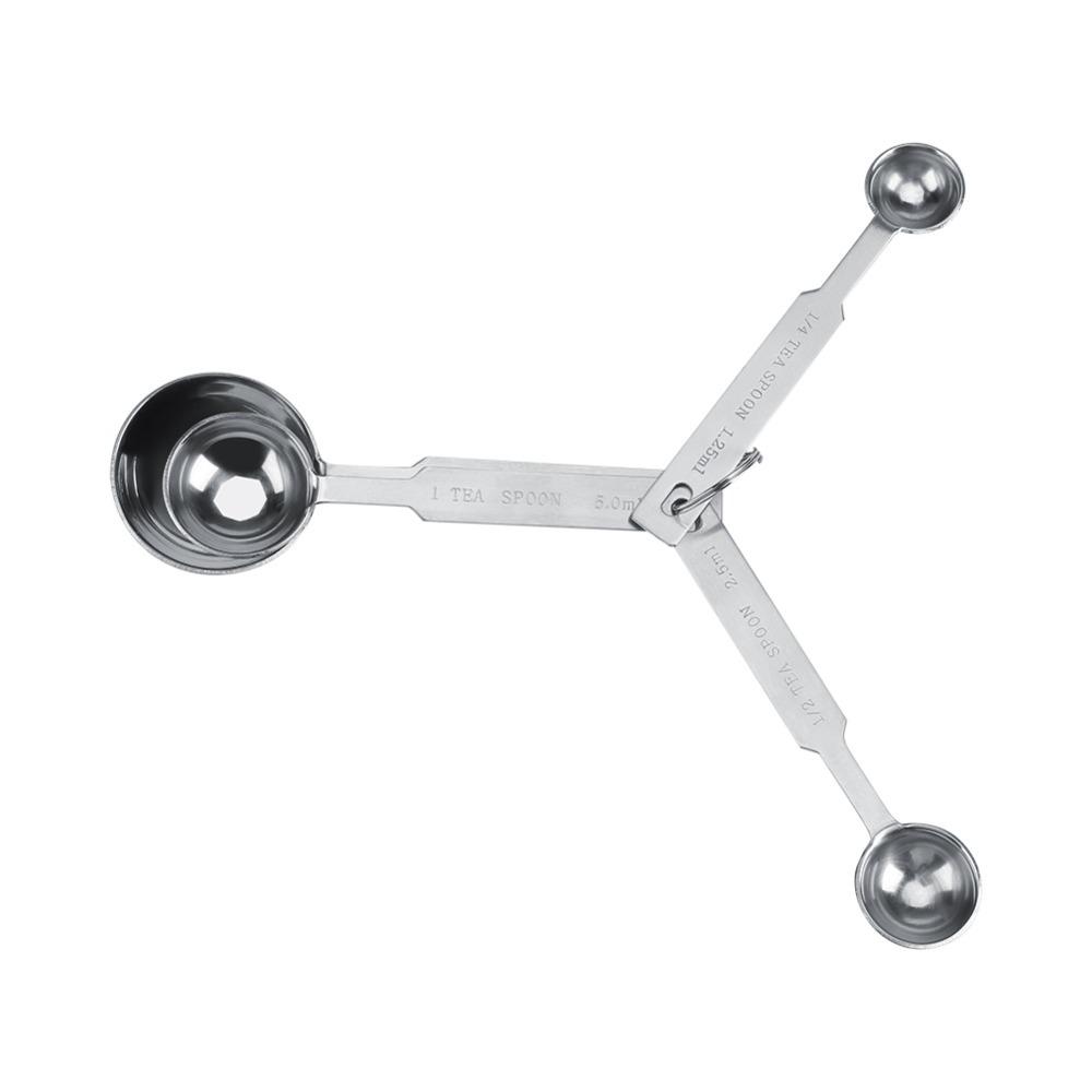 4Pcs Measurement Scale Measuring Spoons Set Rustless Steel Kitchen Spoons  Liquid Ingredients
