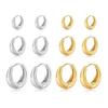 European & American INS Style Titanium Steel Wide Gold Hoop Earrings - Retro Minimalist Water Drop Chunky Design.