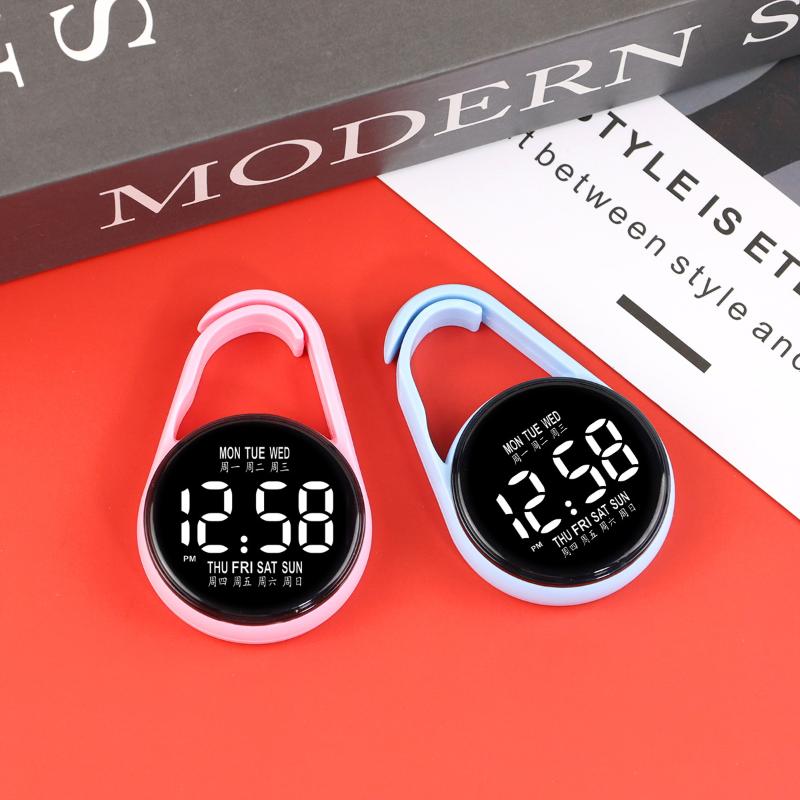 1Pcs LED Mini Electronic Watch Touch Digital Pocket Watch Night Light Hanging Watches Keychain Pendant Students Supplies