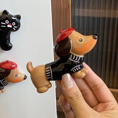 Home Cartoon Personalized Magnetic Stickers Photo Wall Creative Dachshund Fridge Sticker Cartoon Resin Cat Refrigerator Magnets