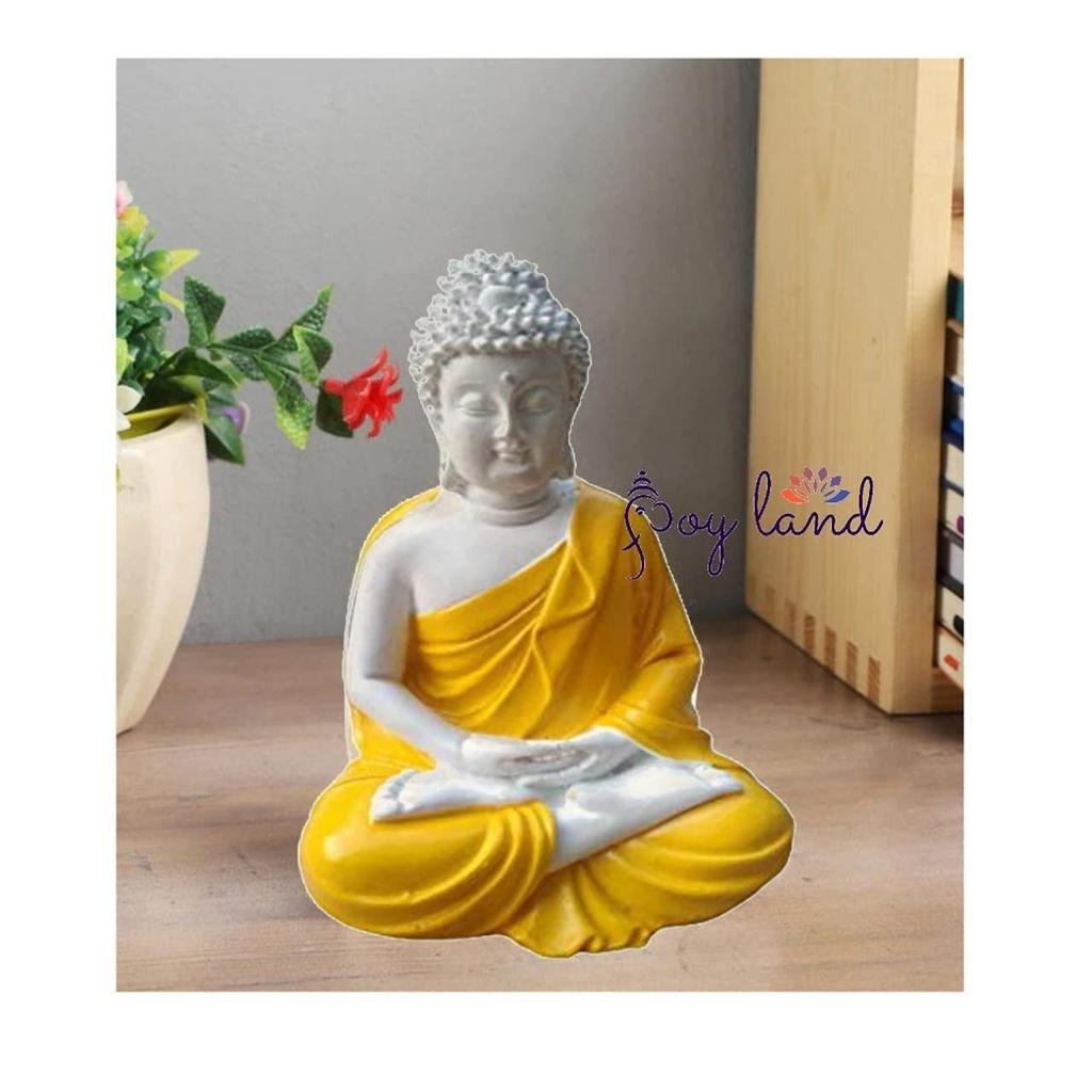 Polymarble Statue Lord Figurine/Idol (Orange Earthenware Dhyan Buddha)