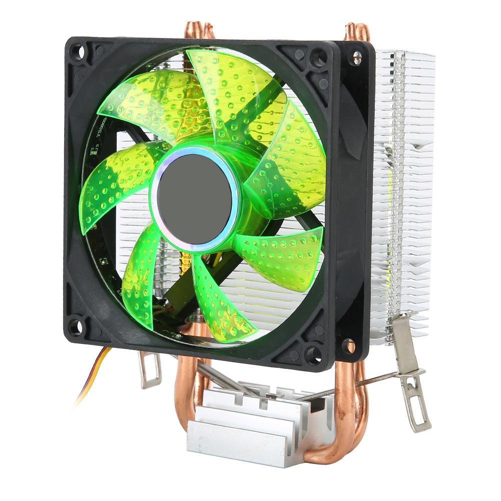 CPU Cooling Fan 3 Pin Connector PC Accessory Light 2 Brass Pipe for 775 Celsius 1155 Celsius (Red )