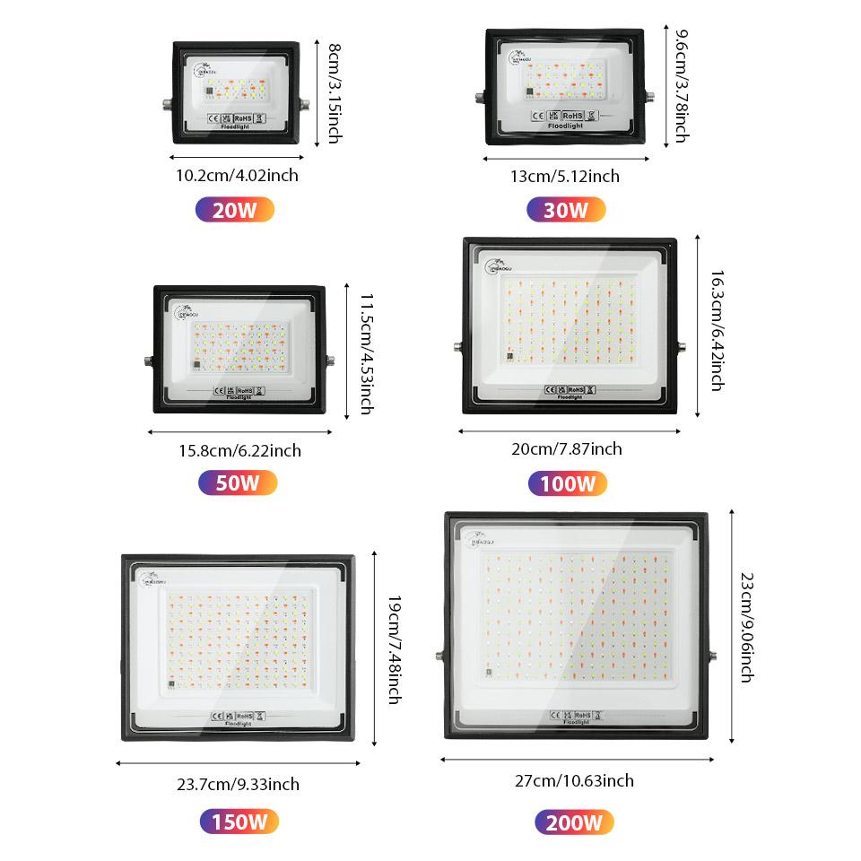 RGB LED Floodlight Remote Control 20W 30W 50W 100W 150W 200W Outdoor Spotlights AC220V Waterproof IP66  Outdoor Ambient Light
