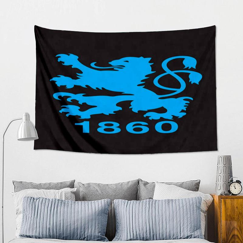 Mun-chen Lion Emblem Printed Tapestry, Fabric Tapestry Wall Hanging Decoration for Bedroom, Living Room, Dorm Room Home Party Fan Gifts