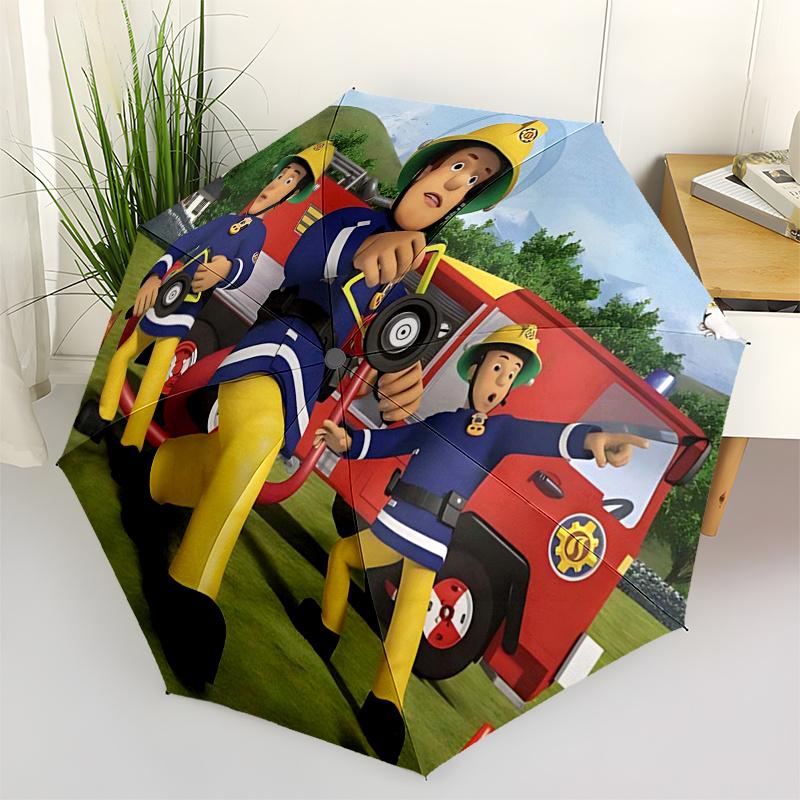 

Fireman Fire trucks Themed Travel Umbrella-8 Ribs Automatic Opening and Closing, Portable Folding Design, Compact and Stylish Umbrella Suita